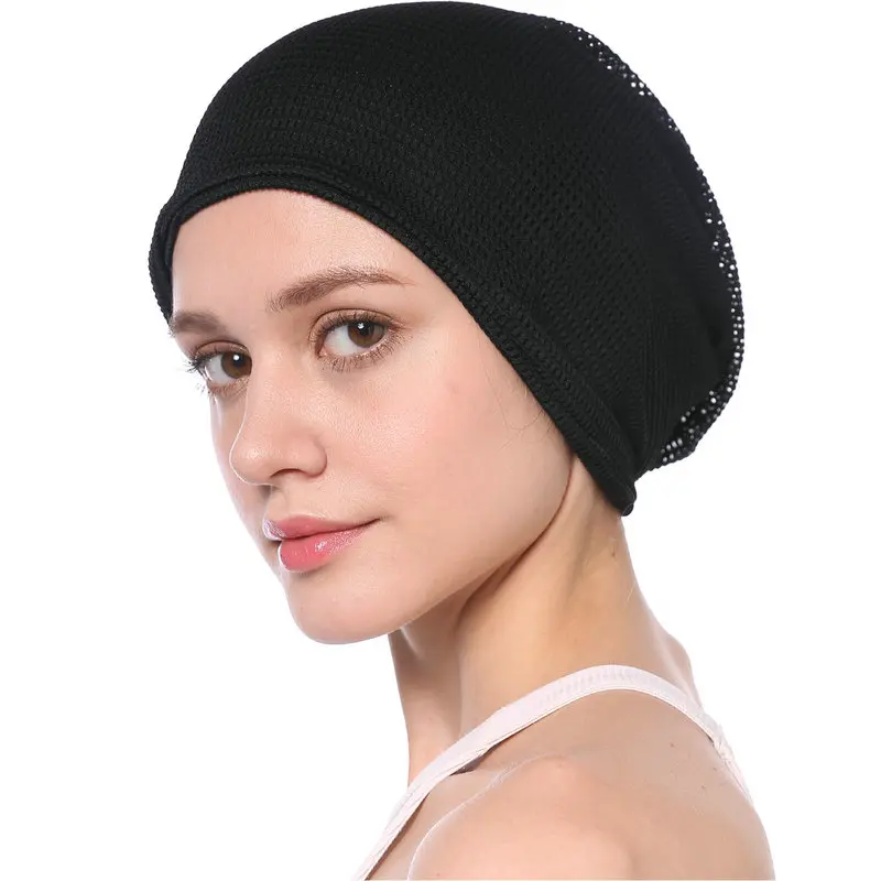 Babalet Women's Elegant Soft Breathable Summer Solid Mesh Chemo Cancer Beanie Nightcap Muslim Islamic Turban Cap Sleeping cap |