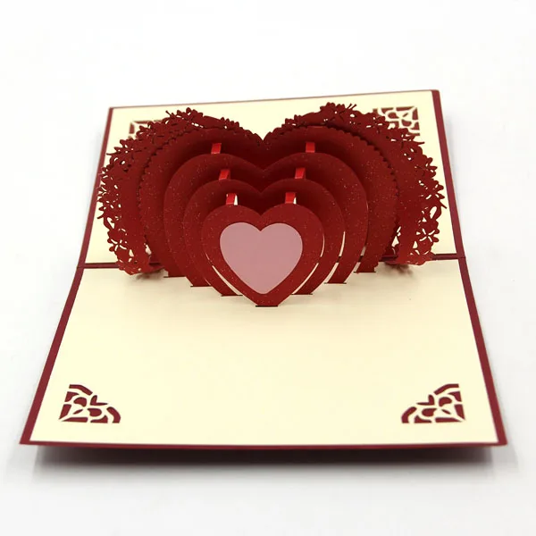 3D всплывающие поздравительные открытки День Святого Валентина подарок Любовь в руке сердце открытка соответствия конверт Лазерная резка свадьба любовь открытка - Цвет: Heart