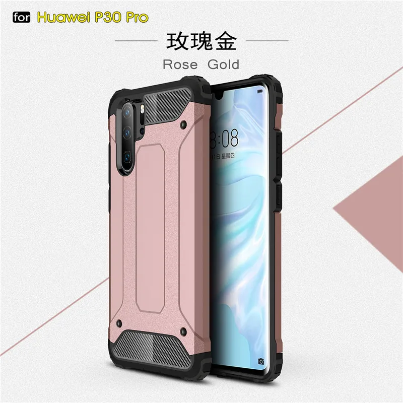 Чехлы для Huawei P30 Pro противоударный мягкий силиконовый + жесткий пластиковый чехол