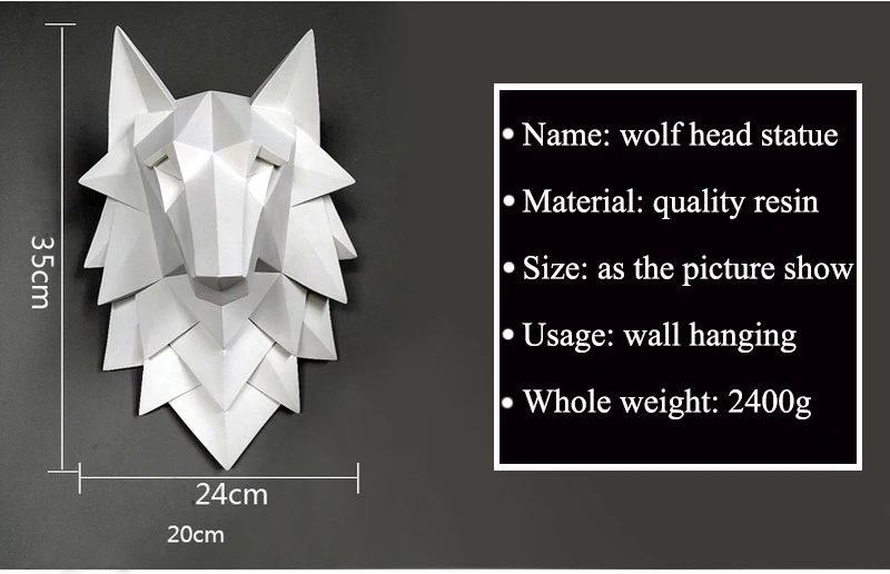 Художественная статуя ручной работы из смолы, 3D абстрактная голова волка, украшение, аксессуары, скульптура, Свадебный Рождественский Декор для стен, ремесло