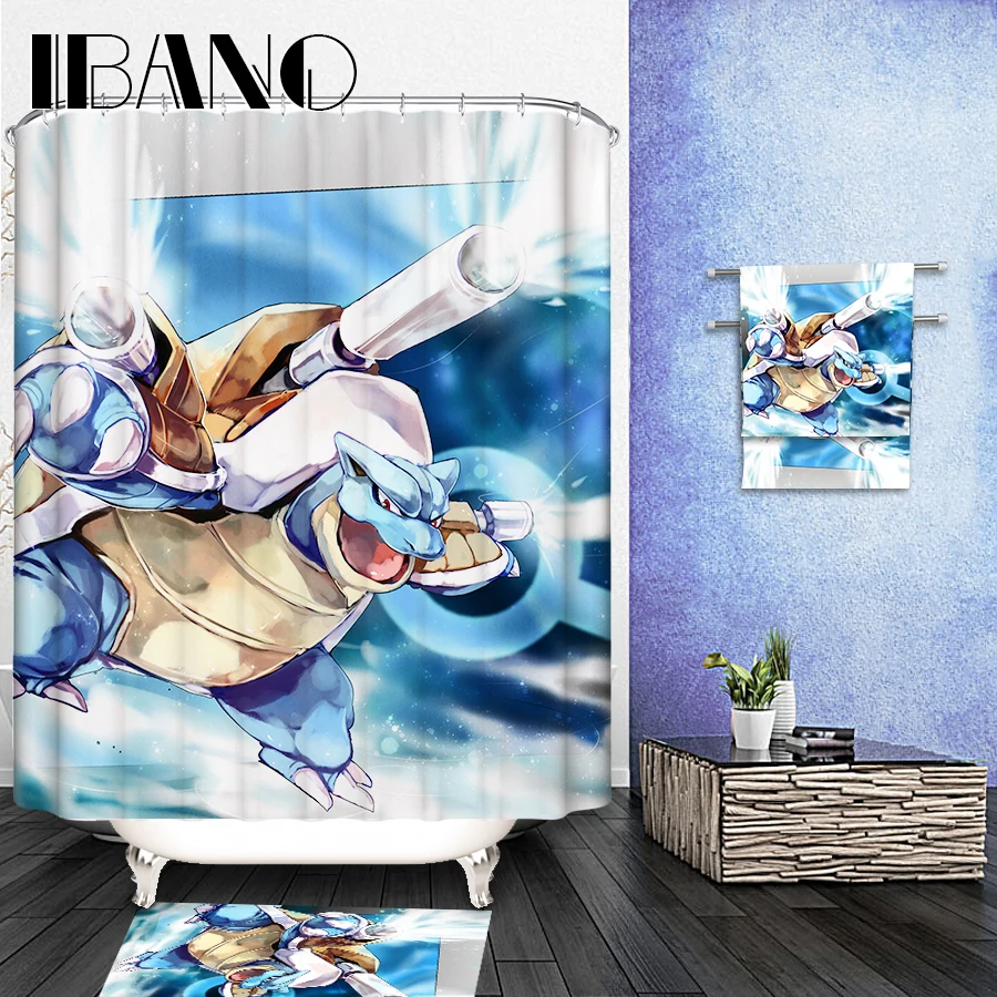 180x180cm Pokemon Shower Curtains Customized Cartoon Shower Curtain