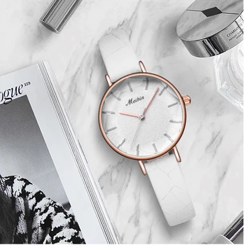 

MEIBIN Top Brand Minimalist Women's Watches 3D Dial Leather Strap Women Watch Ladies Watches Simple Clock reloj mujer montre
