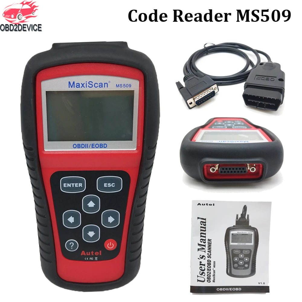 MS509 сканер OBD2/EOBD считыватель кодов неисправностей MaxiScan MS509 США, Азии и Европы универсальный автомобильный диагностический инструмент MS 509