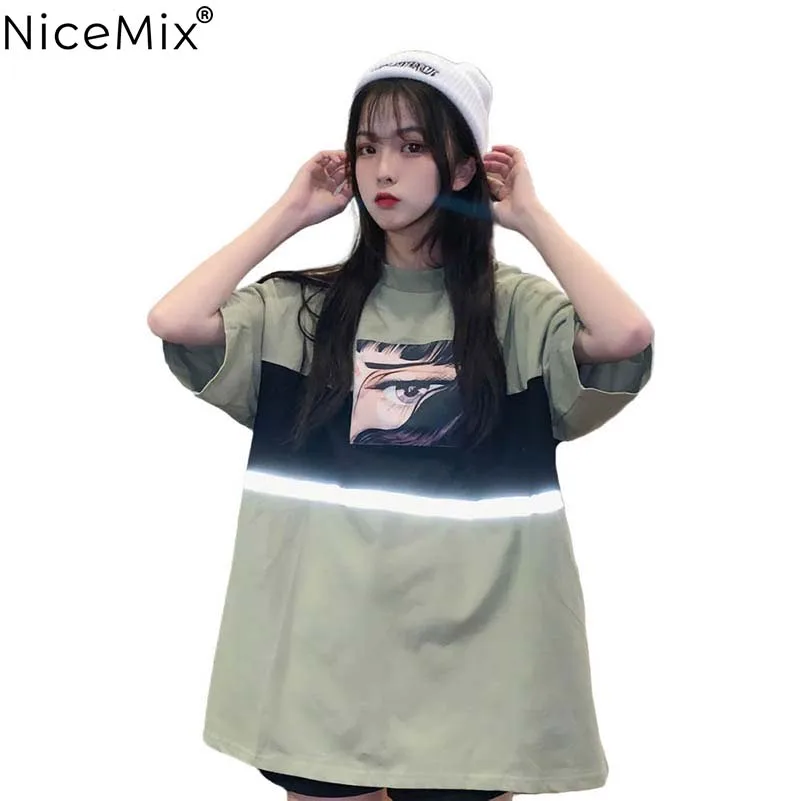 

NiceMix Women's Clothing Casual sweet tshirt loose Tops ulzzang Print harajuku O-neck Short Sleeve Korean Tees New Summer BF T-S