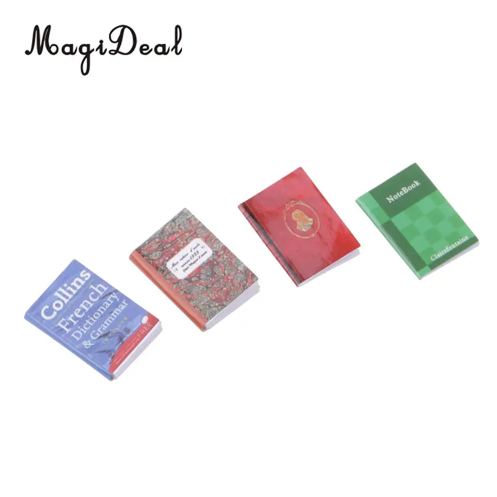4 Pieces 1/12 Dollhouse Miniature Accessory Colorful Notebooks Study Room Living Room Decoration Dolls Accessories Toy