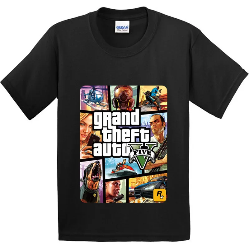 Хлопок Детская футболка с длинными рукавами в стиле уличного боя, GTA 5 модная детская одежда стильная хипстерская футболка для мальчиков и девочек GKT005 - Цвет: Black A
