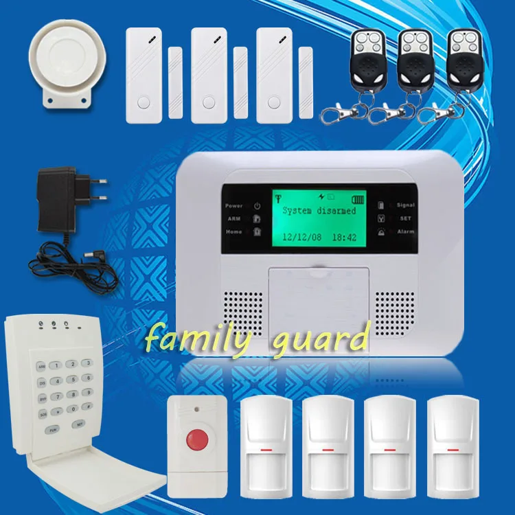 Free Shipping! High quality Password Keypad+Panic Button Menu screen Quad-band GSM PSTN SMS Wireless Home Alarm System Autodial