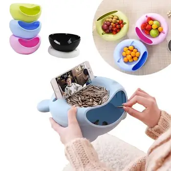 

Plastic Melon Seeds Storage Box With Mobile Phone Holder Candy Snack Dry Fruit Organizer Container Bowl Table Plate Dish
