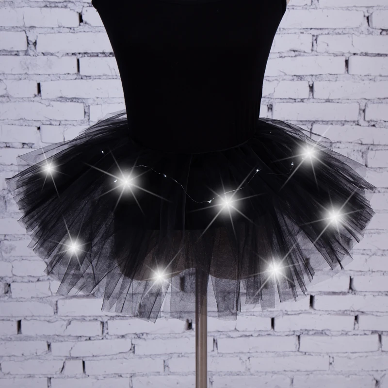 New 8Colors Skirt Women Girl LED Light Up Tulle Tutu Dancing Skirt Fancy Hip Hop Hen Party Halloween Costume 8 Layers