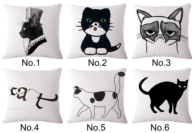 Черный кот толстый кот льняная Подушка, украшения дома без ядра/Мультяшные плюшевые декоративное покрывало для дивана Pillows45* 45