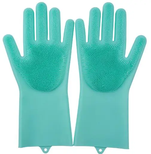 1 пара волшебных силиконовых перчаток для мытья посуды, силиконовые перчатки для мытья посуды для кухни и ванной, 8 цветов - Цвет: green