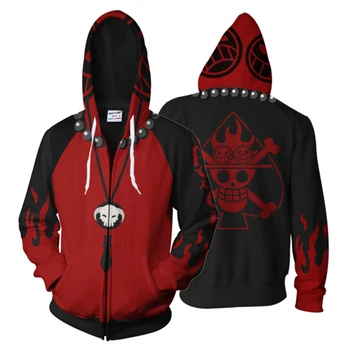

ONE PIECE Monkey D. Luffy Hoodies Cosplay Costumes 3D printing Hoodies Men Zipper Sweatshirt Popular Hoody Streetwear Jacket