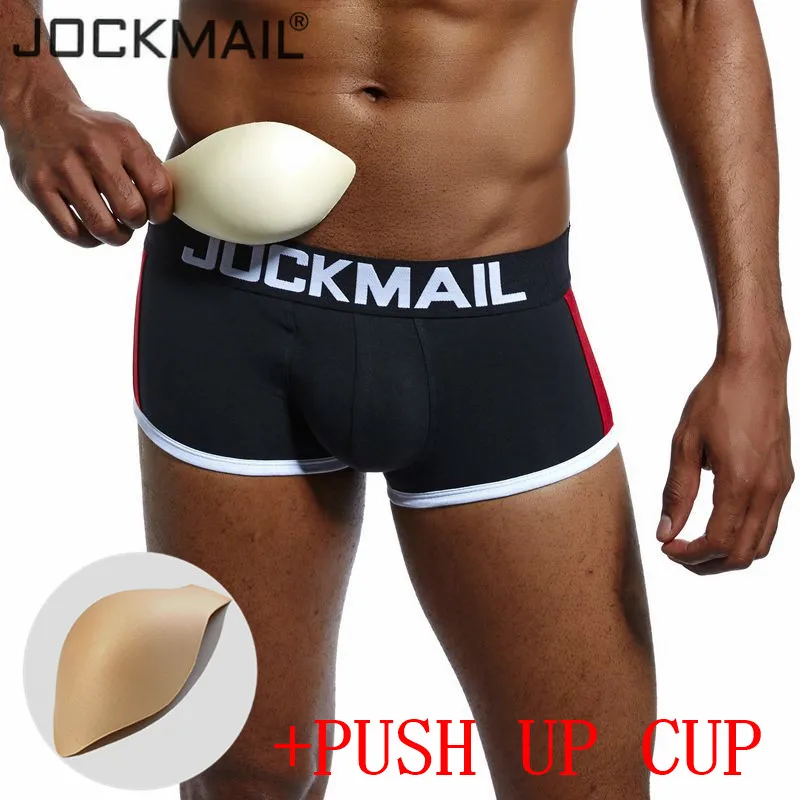 JOCKMAIL, фирменное Мужское нижнее белье, боксеры, сексуальные трусы, пуш-ап, чашка, усиление выпуклости, Гей Нижнее белье, мужские боксеры, шорты, увеличивающие трусы