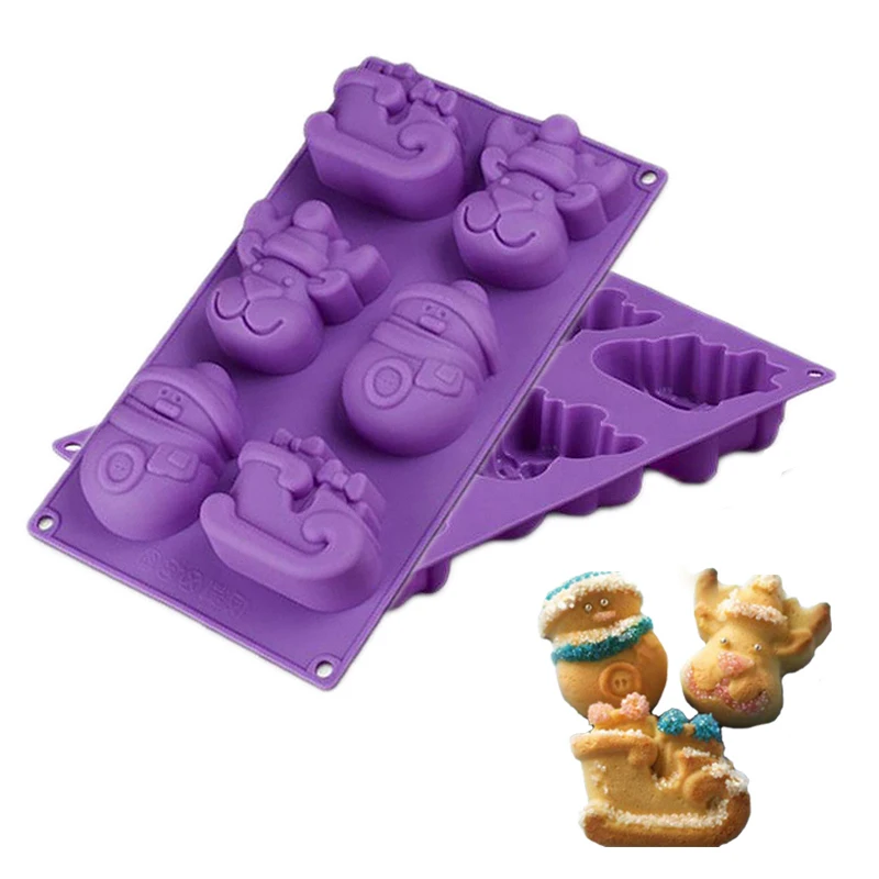 

1PCS Silicone Cake Pan Christmas Deer Snowman Handmade Pudding Jello Candy Soap Mould Ice Cube Tray Decorating Mold