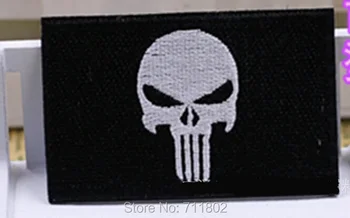 

7.7 x 5.0cm The Punisher iron on patches fashion movie TV embroidered Applique biker vest Badge Motorcycle wholesale