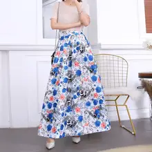 Модные женские большие размеры 3XL 2XL Весна Лето Юбка эластичная высокая талия элегантная длинная юбка цветочный принт пол юбки с карманом