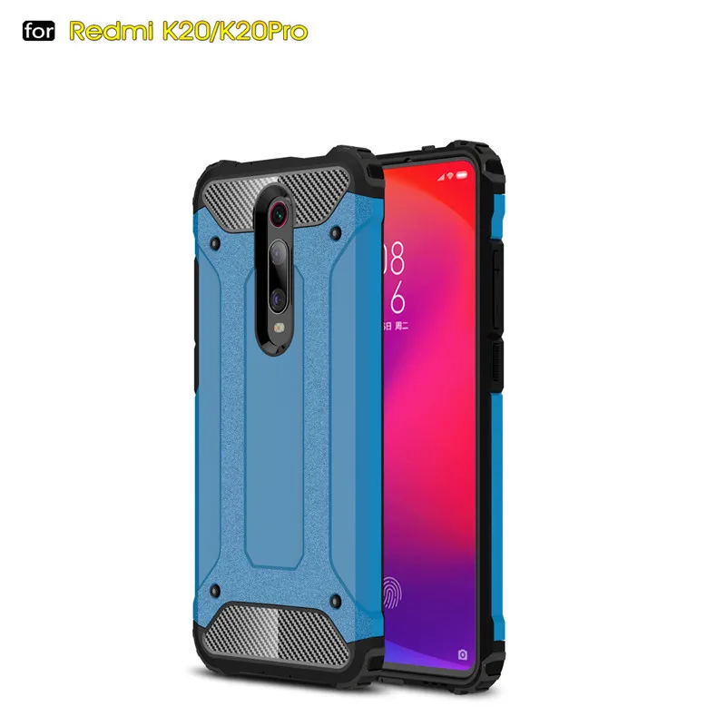 Luxury Armor Shockproof Case For Xiaomi Redmi K20 Pro Mi9t Mi 9T 9 CC9 CC9E A3 Lite Redmi Note 8 7 7A 8A 10 8T Soft Bumper Cover - Цвет: sky blue