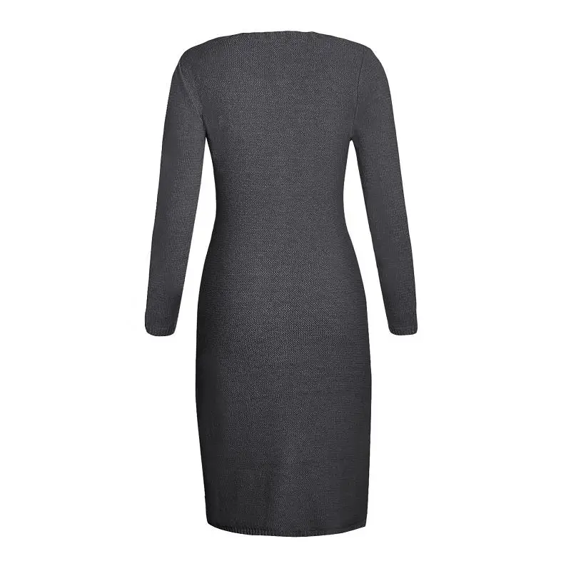 ADEWEL 2018 Spring Women Long Sleeve Bodycon Sweater Dress Casual Hand Knitted Midi Dress Elegant Inner Wear Womens Dresses (11)