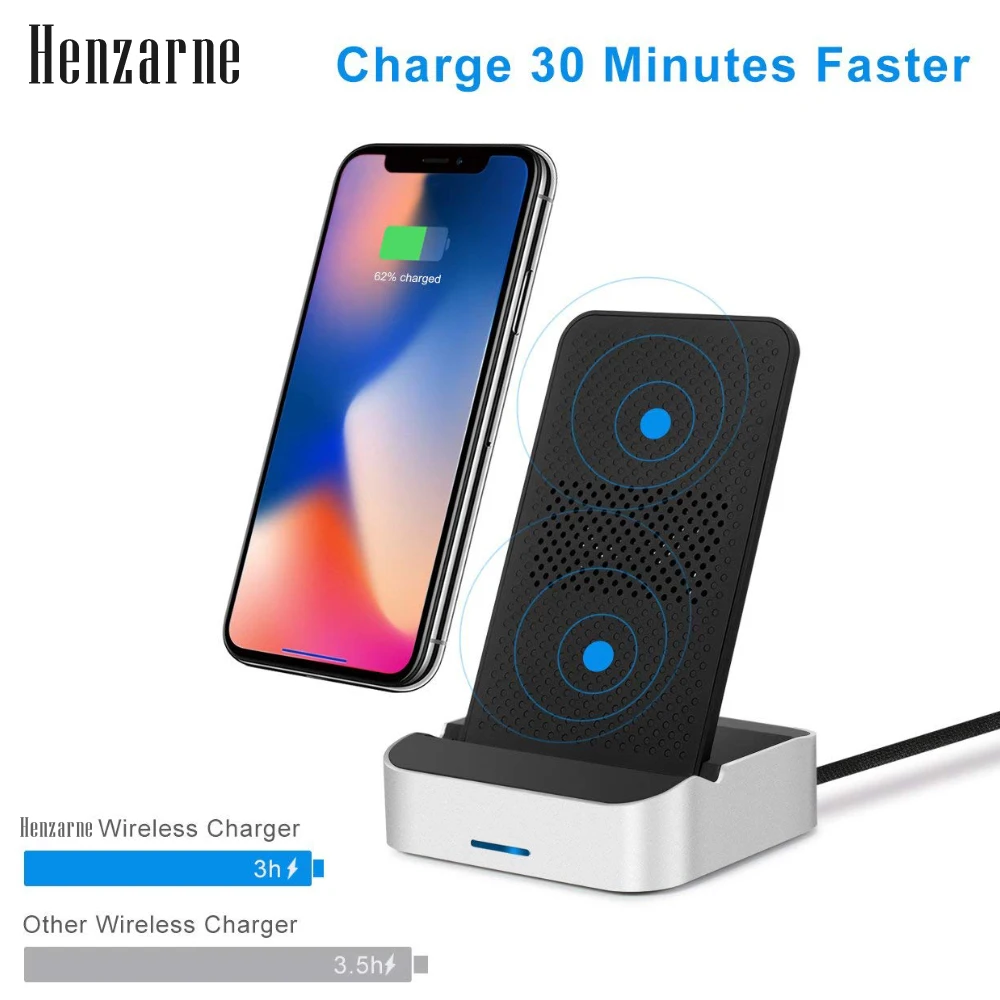 

Henzarne Qi Wireless Charger For iPhone X 8 For Samsung Note 8 S9 S8 Plus Xiaomi mix 2s Fast Wireless Charging