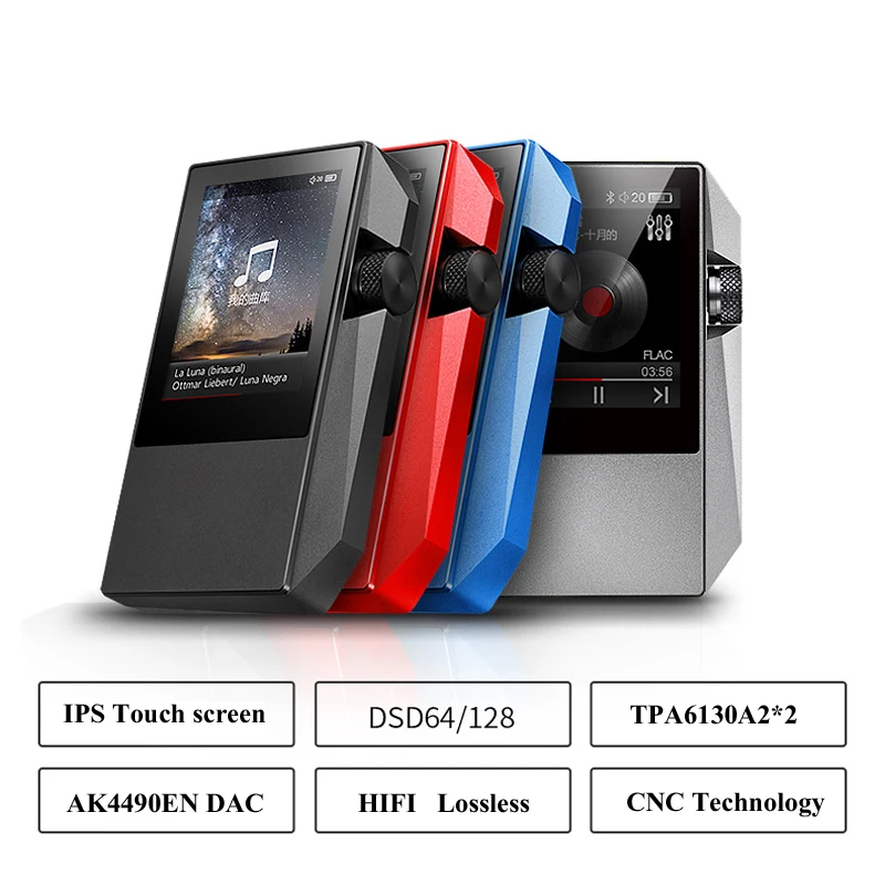 Lusya M1 Hifi Music Player DSD128 MP3 Player AK4490EN DAC audio decoding TPA6130A2*2 dual headphone amp support to128GB T0037