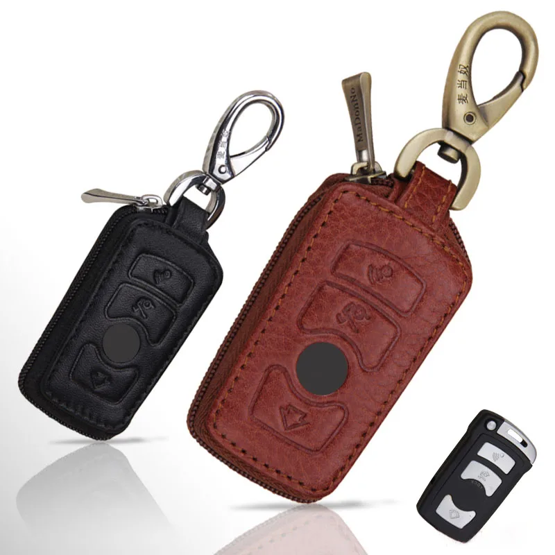 

GENUINE LEATHER CAR KEY CASE FOR BMW X7 KEY HOLDER PROTECTOR KEY WALLETS BAGS WITH KEY RINGS