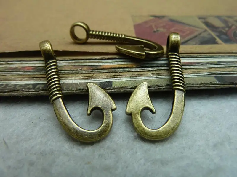 30Pcs Antique Bronze Fish Hook Charm DIY Jewelry Makingin Charms from