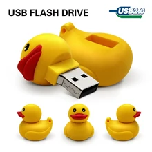 Usb флеш-накопитель 32gb резиновая утка желтая 64gb карта памяти 4g 8g 16g флеш-накопитель usb подарок мультфильм u диск usb2.0 планшетный компьютер