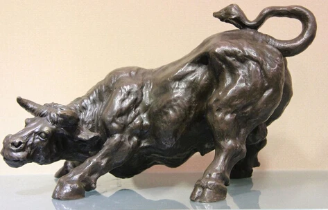 

007076 Western Art Figurine Pure Copper Bronze Angry Bull Ox Cattle Sculpture Statue