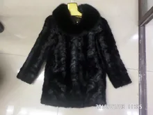 2014fox collar mink long fur coat