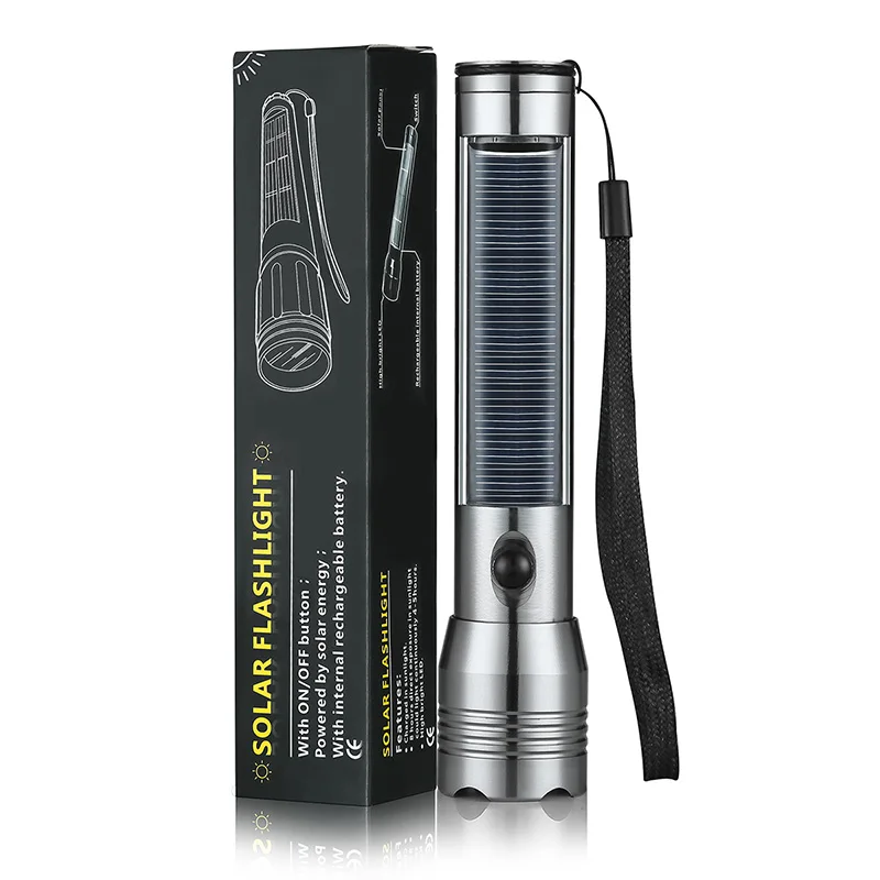 

Solar Powered Flashlight Handheld Flashlight Rechargeable LED Torchlight for Camping Hiking Climbing SDF-SHIP