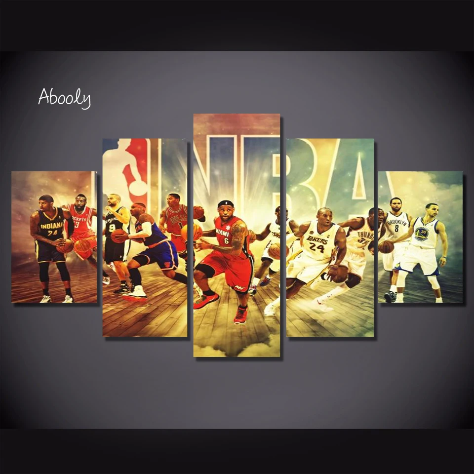 5 Piece Canvas Pictures Painting Basketball Art Wall Pictures Sport