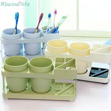 Креативный чистый цветной держатель для зубных щеток материал PP съемный два в одном костюм кружки для зубной щетки стеллаж для хранения доступный пластик