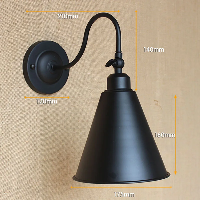 المعاصرة الرجعية خمر علوي أسود اديسون جدار معدني مصباح ل ورشة الحمام غرفة نوم بهو شرفة الغرور أضواء E27