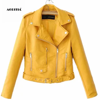 

2019 Women Jacket Zipper Coats Ladies PU Faux Leather Jacket Women Jaqueta de Couro Feminino