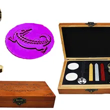 Пользовательские роскошные Винтаж штамп крокодила латунь павлин металлической ручкой Щупы для мангала плавления ложка деревянной подарочной коробке комплект Воск уплотнительное