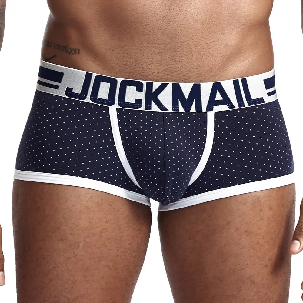 JOCKMAIL, мужские трусы, дышащие боксеры, хлопковое Сетчатое Мужское нижнее белье, u-образный выпуклый мешочек, сексуальные трусы, набивные листья, домашняя одежда, шорты