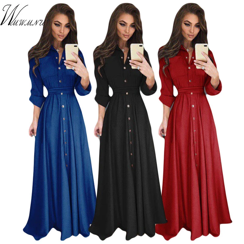 floor length shirt dress