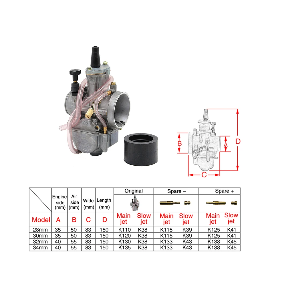 Alconstar-28 30 32 34 мм Универсальный мотоцикл oko Карбюратор с силовой струей 2/4 тактный двигатель для Kawasaki KTM ATV UTV велосипед ямы