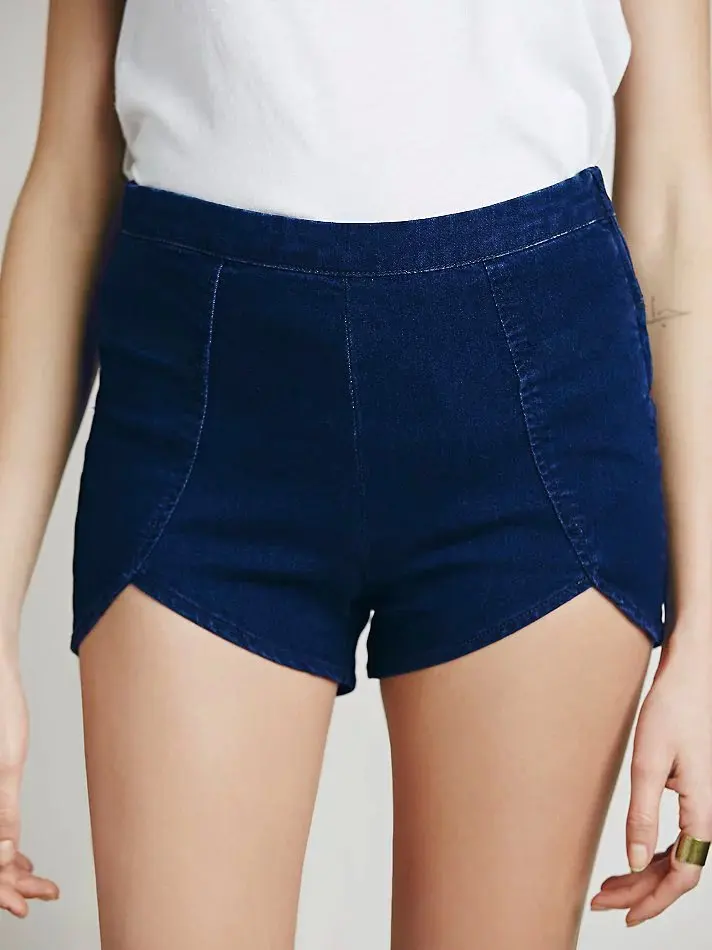 2017 women shorts Summer Women Slim High Waist Denim Jeans Short Hot Tight A Side zipper