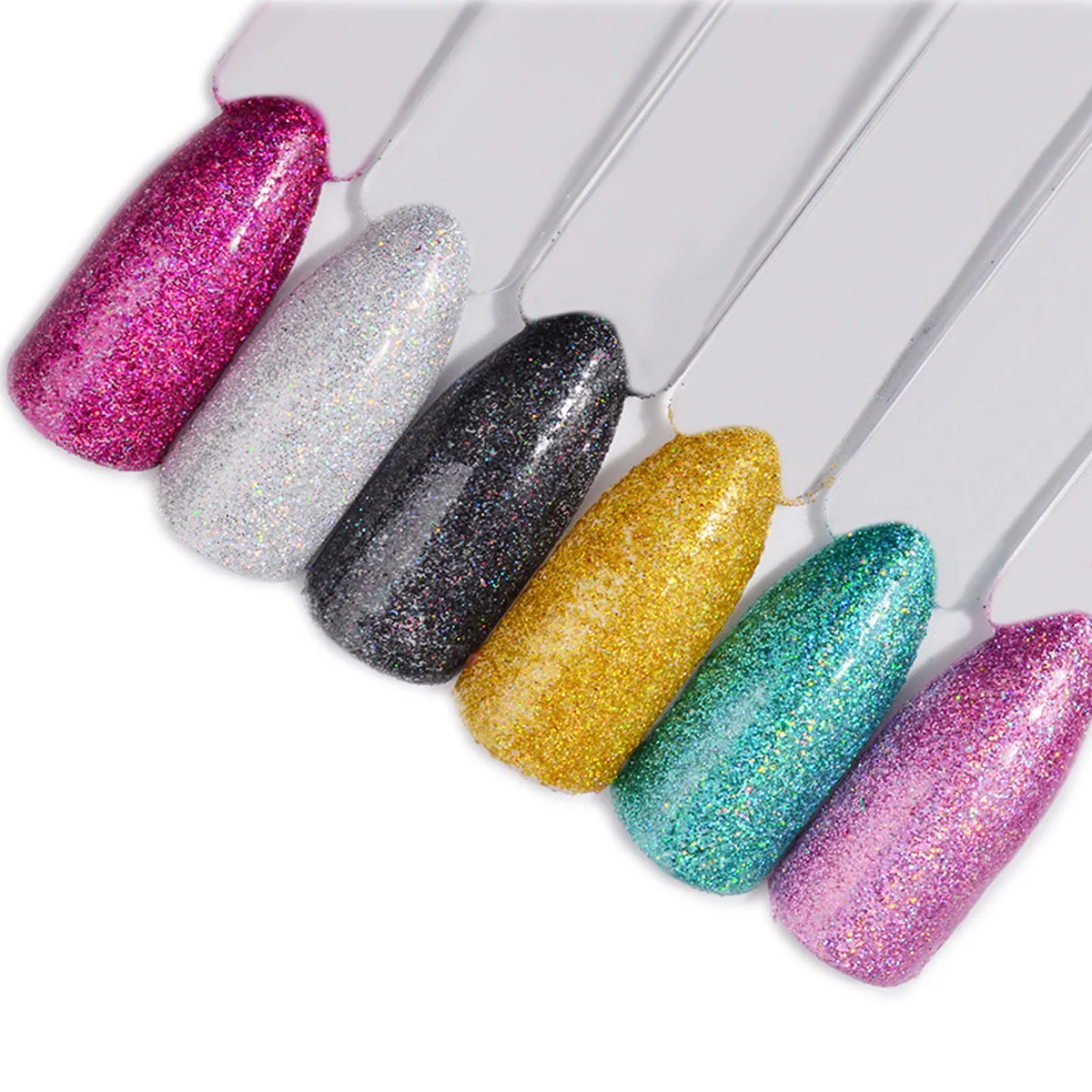 6Pcs Candy Colors 3D Sugar Nail Glitter Powder Colorful Sandy Summer ...