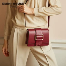EMINI HOUSE, металлическая квадратная пряжка, сумки через плечо для женщин, роскошные сумки, женские сумки, дизайнерские, спилок, сумка-мессенджер