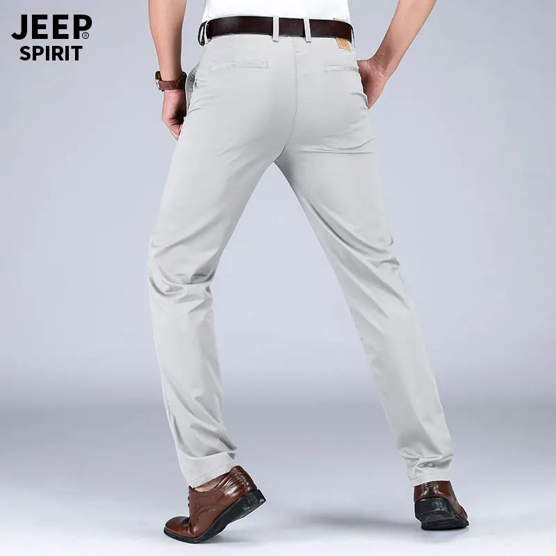 2019 Summer Autumn JEEP Brand Casual Suit Pants Straight Style Lyocell Men's Casual Mid Waist Cotton Pants Fashion Trousers (11)