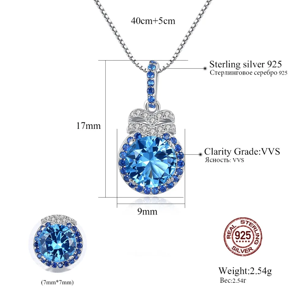 Sterling Silver London Blue Topaz Necklace   Wedding Party Elegant  Christmas and Mother's Day s_voghion.com