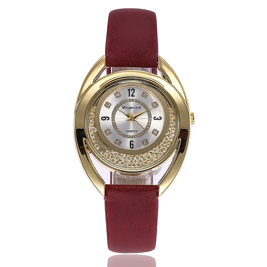 

Women Leather Diamond Watch Female Crystal Stainless Steel Wrist Watch10.30