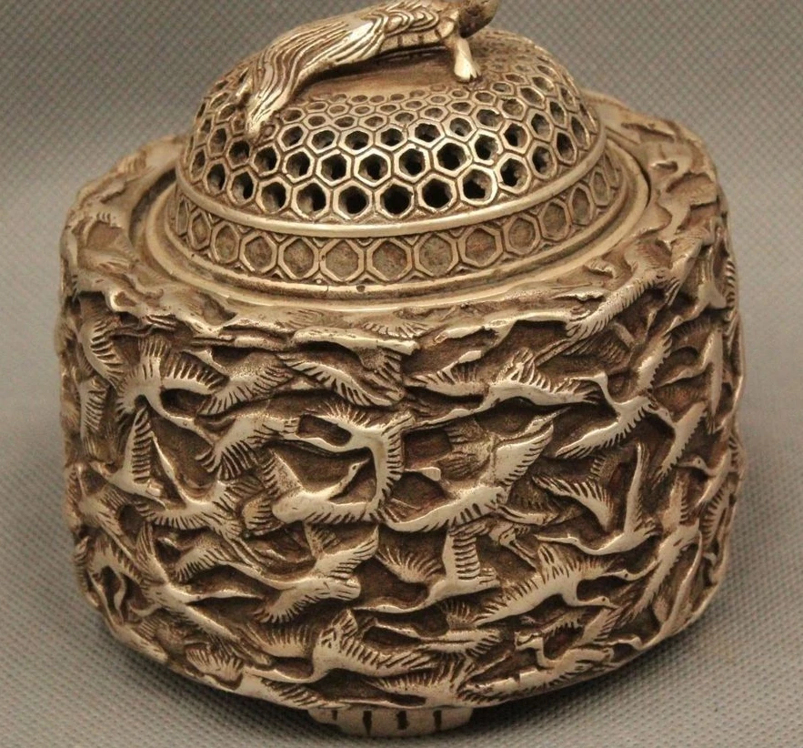 

9" Chinese Famous Silver Kongzi Confucian Confucius educationist pencil vase