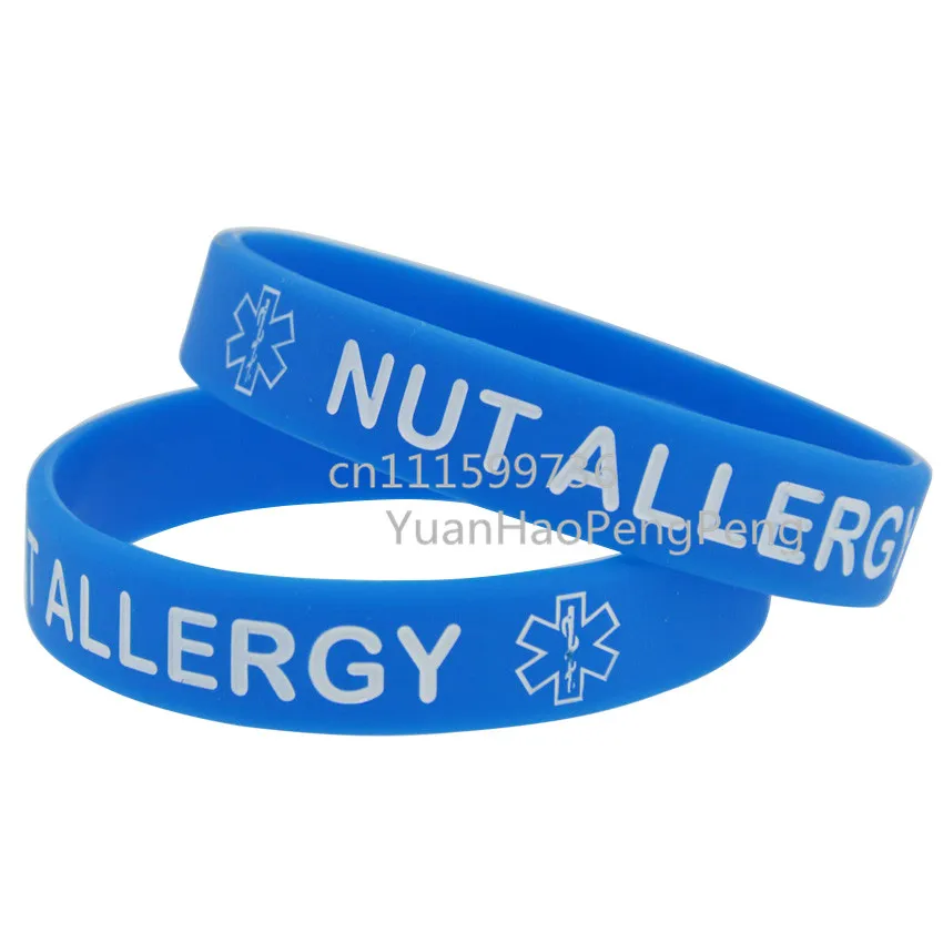 50pcs/lot Alert Nut Allergy 2 Size Silicone Debossed Filled in Colour ...