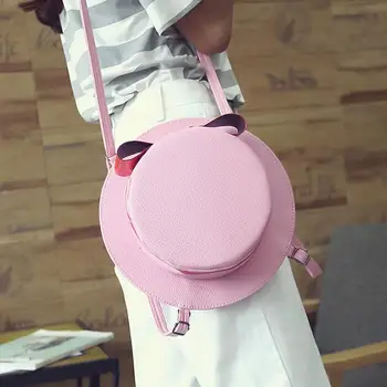 

fashion new Women Backpack High quality PU leather Female bag Korea Hit color Hat Women Sweet girl college wind school bag