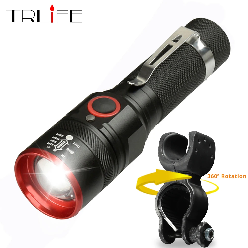 Cheap Bike Light Ultra-Bright 8000 Lumens Zoom T6 Bicycle Front LED Flashlight Lamp USB Rechargeable Cycling Light By 18650 Battery 0