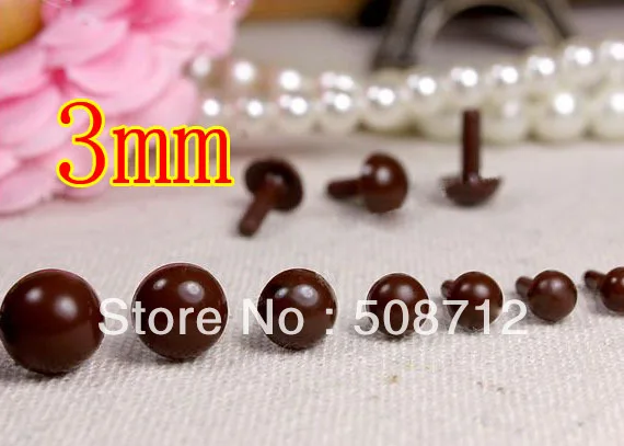 

Free shipping!!!!300pcs mini 3mm brown Plastic Safety Pin Eyes Stuffed Wool Felted Animals Dolls/brown eyes beads