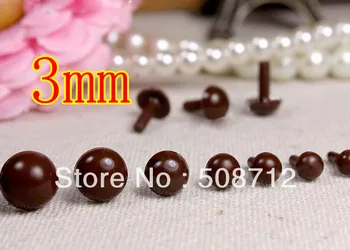 

Free shipping!!!!300pcs mini 3mm brown Plastic Safety Pin Eyes Stuffed Wool Felted Animals Dolls/brown eyes beads